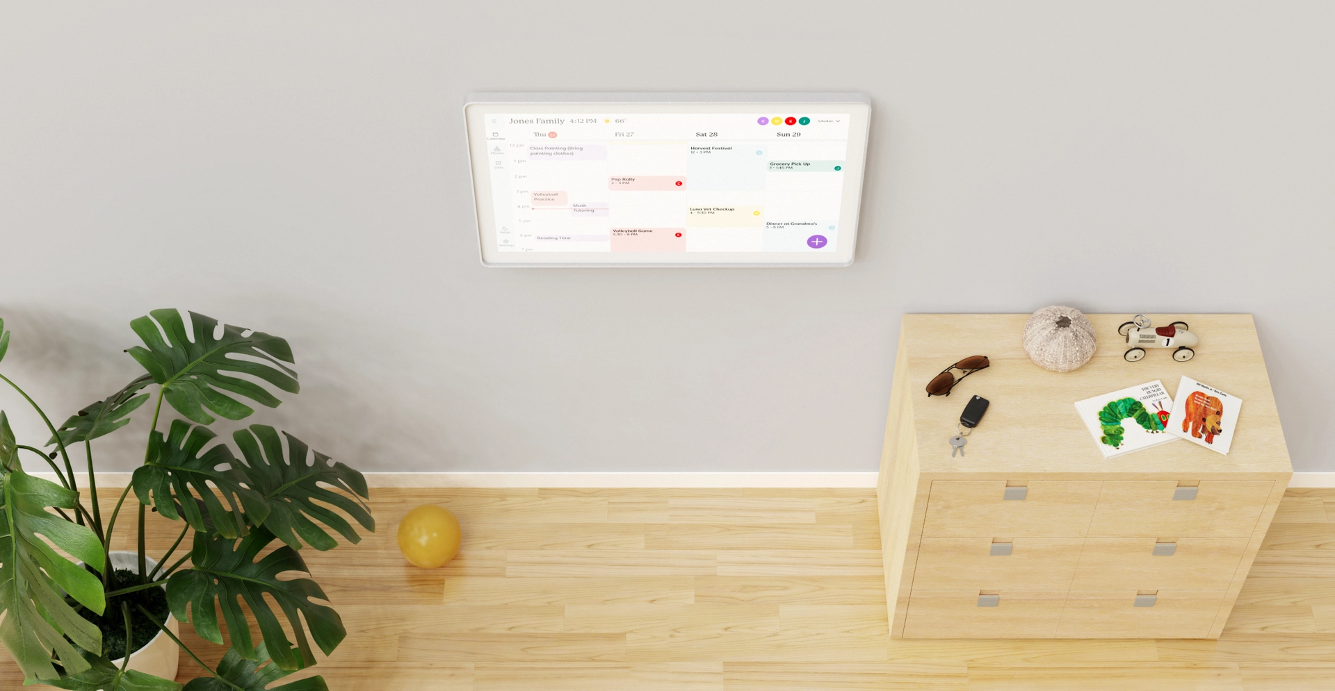 Calendar max displayed on wall in kids room